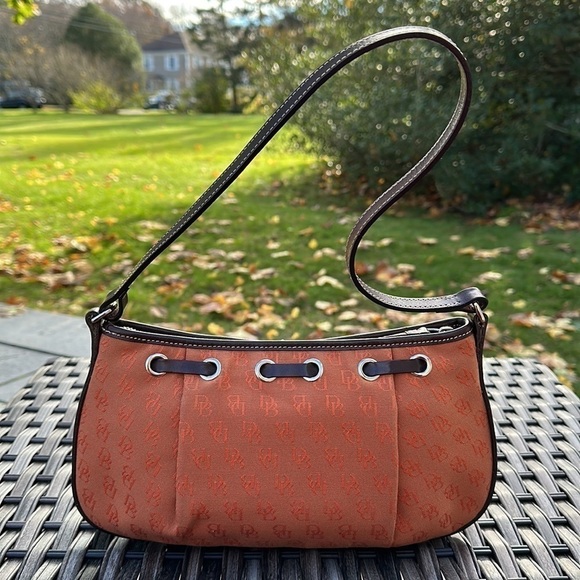 Dooney & Bourke Signature Canvas Handbag w/ Leather Trim - Burnt Orange & Brown - Picture 3 of 16